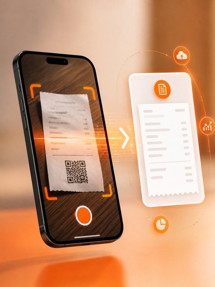 Skenovanie QR kódu na bločku mobilom — doklad sa načíta do systému