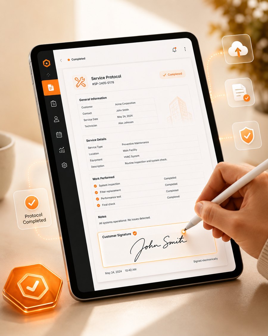 Protokol o odbornej prehliadke výťahu podpísaný na tablete