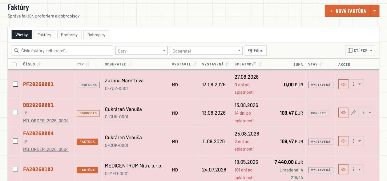 Fakturácia v systéme MATODOM